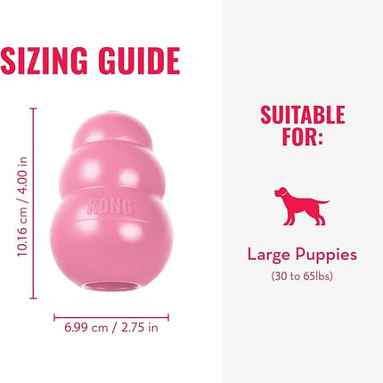 KONG Puppy - Natural Teething Rubber Chew Toy for Dogs - Stuffable Dog Toy for Extended Playtime - Chew & Fetch Toy for Puppies - for Large Puppies - Pink