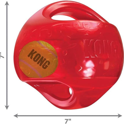 KONG Jumbler Ball - Interactive Toy for Dog & Puppy Playtime - Fetch Toy with Tennis Ball - Dog Supplies for Engaging Play - for Large/XL Dogs - Randomly Provided Color