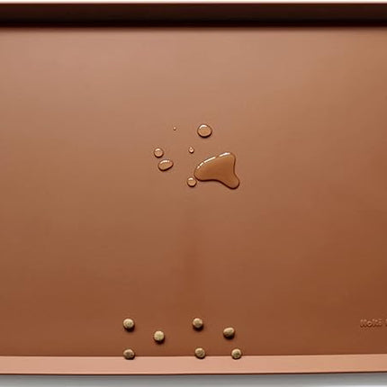 Hoki Found Silicone Pet Food Tray - Non Slip Pet Dog Bowl Mats - Cat Waterproof Mat for Carpet - Caramel