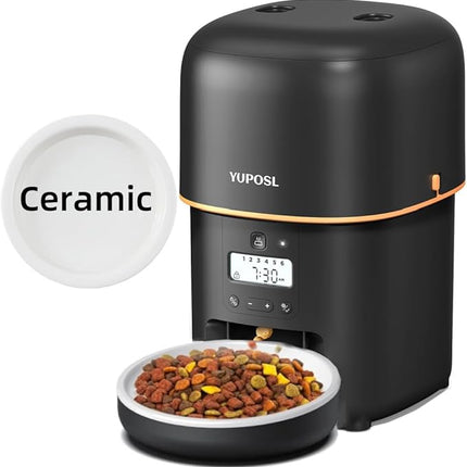 Automatic Cat Feeder - 2L Cat Food Dispenser, Timed Auto Pet Feeder with 180-day Battery Life, 1-6 Meals Per Day, 1-16 Portion, Ceramic Bowl, Desiccant Bag Keeps Dry Food Fresh, Also for Small Dogs
