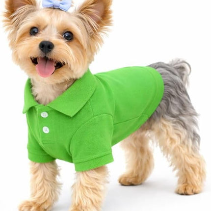 lovelonglong Basic Dog Polo Shirts Premium Cotton, Polo T-Shirts for Large Medium Small Dogs with a Two-Button Collar Blank Color Green M