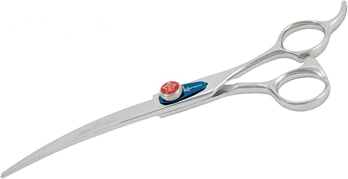 Kenchii Five Star Offset Handle Professional Dog Grooming Shears, 7 Inch Curved Shears, Light Weight, Heavy Duty Pet Grooming Scissor for Dogs, Cats