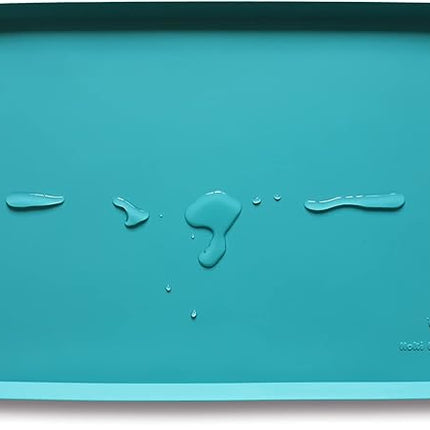 Hoki Found L Silicone Pet Food Mats Tray - Non Slip Pet Dog Cat Bowl Mats Placemat - Dog Pet Cat Feeding Mat - Waterproof Dog Cat Food Mats -Pet Water Mats for Floors -Teal