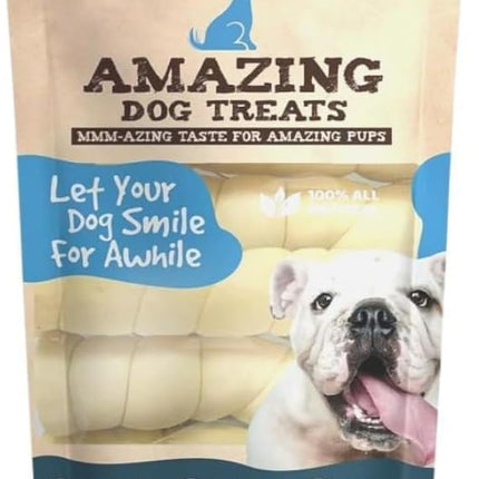 Amazing Dog Treats - Beef Cheek Rolls (6 Inch Regular - 4 Pcs) - No Hide - Safe Rawhide Alternative Dog Chew - Great for Power Chewers - Long Lasting Dog Chew - No Splinters - Retriever Rolls For Dogs