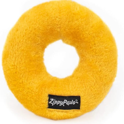 ZippyPaws Donutz - No Stuffing Dog Toys to Keep Them Busy, for Small and Medium Dogs, Squeaky Pet Toy for Boredom, Unstuffed Chew Toy, Soft Plush Puppy Products, Funny Food Toy - Rainbow Donut