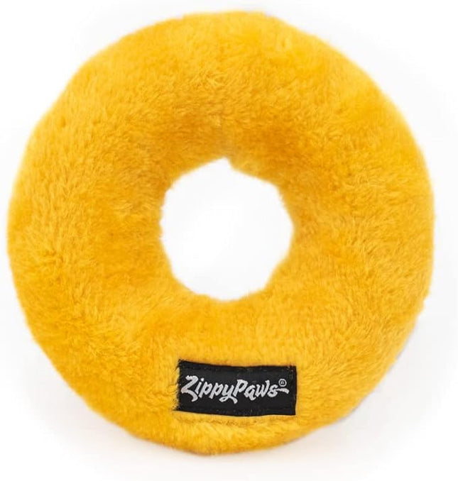 ZippyPaws Donutz - No Stuffing Dog Toys to Keep Them Busy, for Small and Medium Dogs, Squeaky Pet Toy for Boredom, Unstuffed Chew Toy, Soft Plush Puppy Products, Funny Food Toy - Rainbow Donut