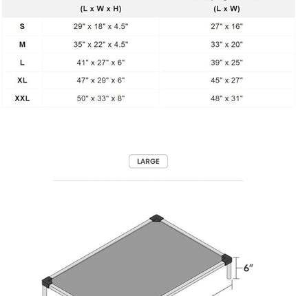 K9 Ballistics Chew Proof Elevated Outdoor Cooling Cot Bed for Large Dogs - Virtually Indestructible, Preassembled, Withstands Aggressive Chewers - L, Ripstop Blue Quartz