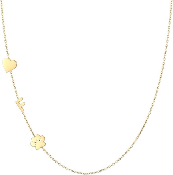 Personalized Sideways Paw Print and Initial Necklace, Dog Cat Mom Gift Pet Memorial Gifts Mothers Day for Women