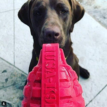 SodaPup USA-K9 Grenade – Durable Dog Treat Dispenser and Chew Toy Made in USA from Non-Toxic, Pet Safe, Food Safe Natural Rubber Material for Mental Stimulation, Problem Chewing, Calming Nerves & More