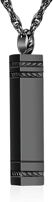 abooxiu Urn Necklace for Ashes Memorial Cremation Jewelry for Ashes Stainless Steel Ashes Jewelry Cube Ashes Necklace Bar Urn Pendant for Women Men