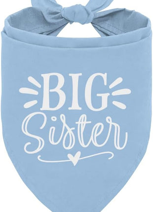 Big Sister Dog Bandana, Light Blue Pet Scarf Accessories, Pet Triangle Scarf, Dog Bandana for Small Medium Dogs, Baby Announcement Dogs Bandana (M)