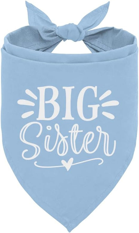Big Sister Dog Bandana, Light Blue Pet Scarf Accessories, Pet Triangle Scarf, Dog Bandana for Small Medium Dogs, Baby Announcement Dogs Bandana (M)