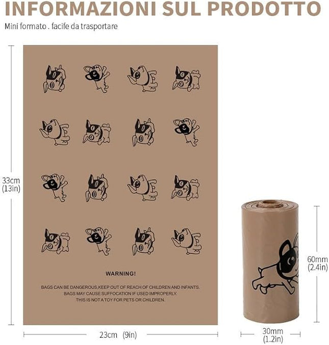 Biodegradable Dog Poop Bags Rolls with Pull-Ring Dispenser - 5 Fresh Scents, Large 9x13 Inch Plant-Based Bags, Leakproof & Easy Tear (Coffee Scent, Brown, 240 Count, 16 Rolls)