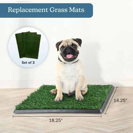 Artificial Grass Puppy Pee Pad for Dogs and Small Pets - Set of Three 18.25x14.25 Inch, Reusable 3-Layer Turf Pads for Dogs - Indoor and Outdoor Fake Grass Potty Pet Supplies by PETMAKER