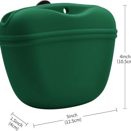 AUDWUD Silicone Dog Treat Pouch,with Dog Training Clicker,Clip on Portable Training Container,Convenient Magnetic Buckle Closing and Upgraded Waist Clip for Enhanced Stability