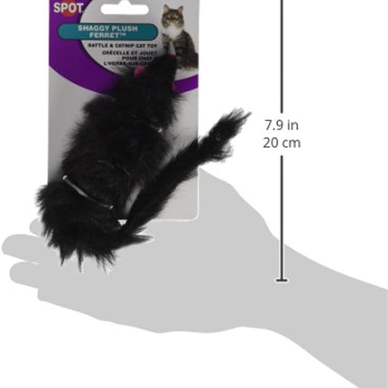 SPOT Shaggy Plush Ferret - Interactive Rattle and Catnip Fuzzy Toy for Indoor Cats and Kittens, Large Size Perfect for Pouncing, Chasing, Hunting, 11 Inches (Pack of 2)