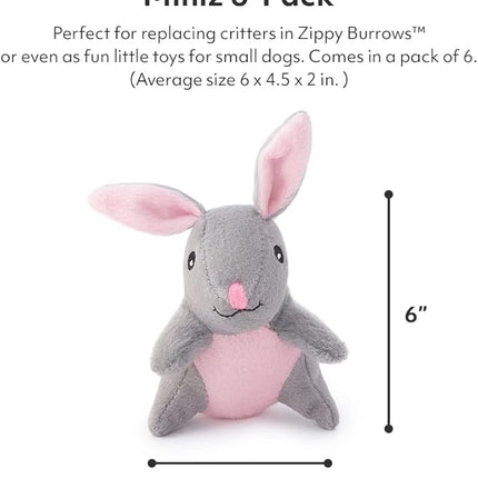 ZippyPaws Burrow Replacement Miniz - Interactive Dog & Puppy Toys for Boredom, Stimulating Pet Products to Keep Them Busy, Plush Refills for Hide & Seek Puzzle, Enrichment Squeaky Toys - Mixed 6 Pack