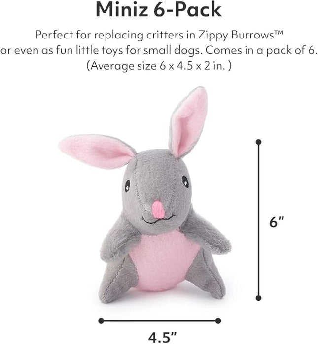 ZippyPaws Burrow Replacement Miniz - Interactive Dog & Puppy Toys for Boredom, Stimulating Pet Products to Keep Them Busy, Plush Refills for Hide & Seek Puzzle, Enrichment Squeaky Toys - Mixed 6 Pack