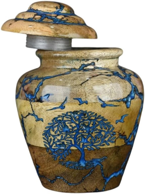 Wooden Cremation Urn for Pets Ashes Adult - Resin Urns for Dog Ashes Box for Cats Ashes - Decorative Urns - Burial and Funeral Box (Small - 20 lbs)