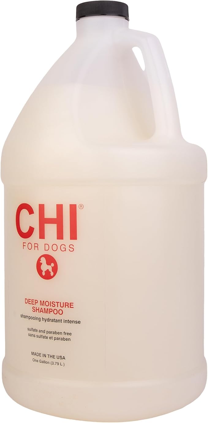 CHI for Dogs Deep Moisture Shampoo - Professional Dog Grooming Formula for Dry Coats - Hydrating and Nourishing Wash in Gallon Size for All Breeds and Hair Types, 128 Fl Oz