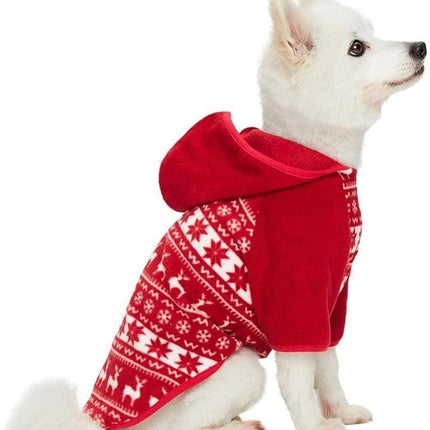 Blueberry Pet Award-Winning Ugly Christmas Reindeer & Snowflake Hoodie, 22" Back Length, Cozy Fleece Dog Christmas Sweater, Perfect Dog Clothes for Holiday-Loving Large Dogs