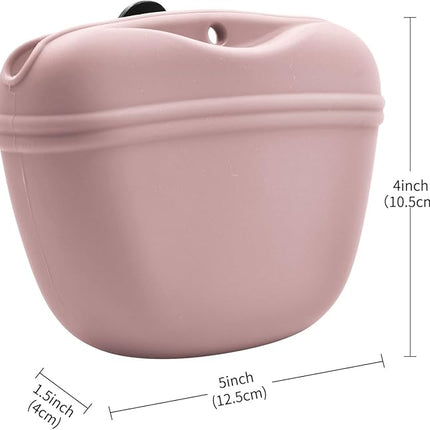 AUDWUD Silicone Dog Treat Pouch,With Dog Training Clicker,Clip on Portable Training Container,Convenient Magnetic Buckle Closing and Upgraded Waist Clip for Enhanced Stability