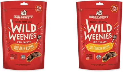 Stella & Chewy's Wild Weenies Dog Treats Large Bag 2 Pack Variety Bundle (Beef & Chicken)
