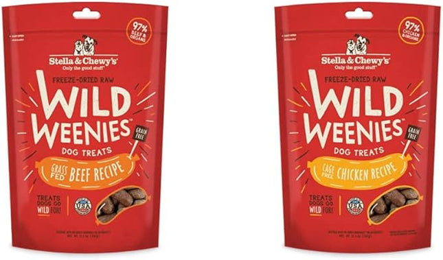 Stella & Chewy's Wild Weenies Dog Treats Large Bag 2 Pack Variety Bundle (Beef & Chicken)