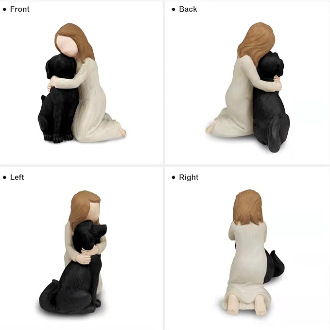 Bingo Castle Black Dog Angel Figurines, Angel Dog Friendship Memorials for Dog Lovers
