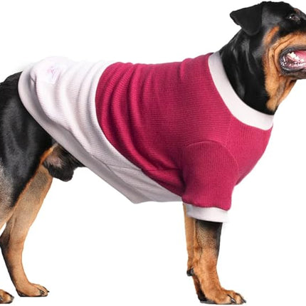 Large Dog Color Block Sweaters Warm Clothes Pullover Sweatshirts for Labrador Dobermann, Dark Red Grey, 5X-Large