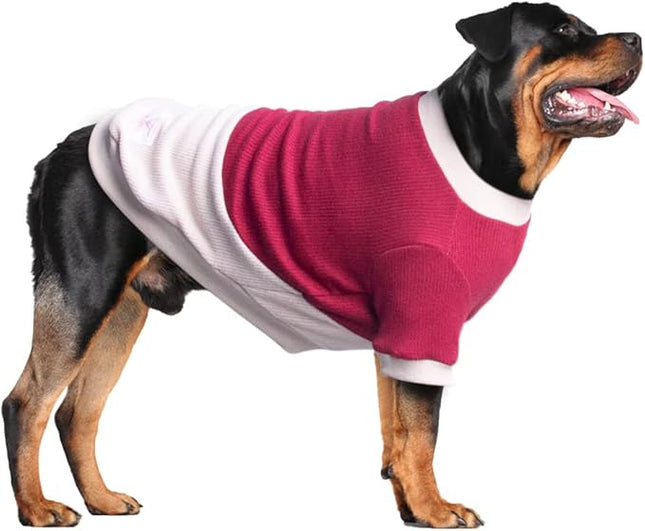 Large Dog Color Block Sweaters Warm Clothes Pullover Sweatshirts for Labrador Dobermann, Dark Red Grey, 5X-Large