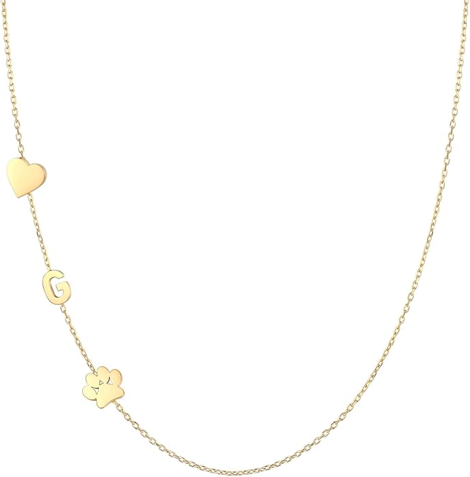 Personalized Sideways Paw Print and Initial Necklace, Dog Cat Mom Gift Pet Memorial Gifts Mothers Day for Women