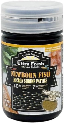 Ultra Fresh Baby Fish Food with 50% Sword Prawn Shrimp, Slow Sinking, Substitute for Brine Shrimp - For Fry Health and Cleaner Water