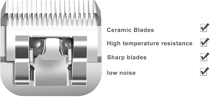 Size 7FC/5FC/4FC/3FC Detachable Pet Dog Grooming Clipper Ceramic Blades Set,Compatible with Andis,Oster A5,Wahl KM10 Series Clippers,Cut Length 1/8"(3.2mm) to 1/2"(13mm),4 Pack