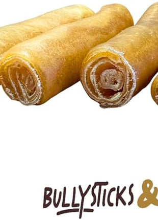 BULLYSTICKS & MORE 6 Inch Beef Collagen Rolls for Dogs (Extra Thick - 4 Count) - Bones for Dogs - Dog Parents Choice - No Hide Beef Cheek Rolls