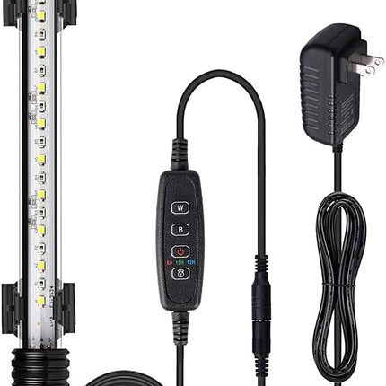 VARMHUS Submersible LED Aquarium Light,Fish Tank Light with Timer Auto On/Off Dimming Function,3 Light Modes Dimmable White-Blue,10 Brightness Levels Optional&3 Levels of timed Loop Function 7.5''