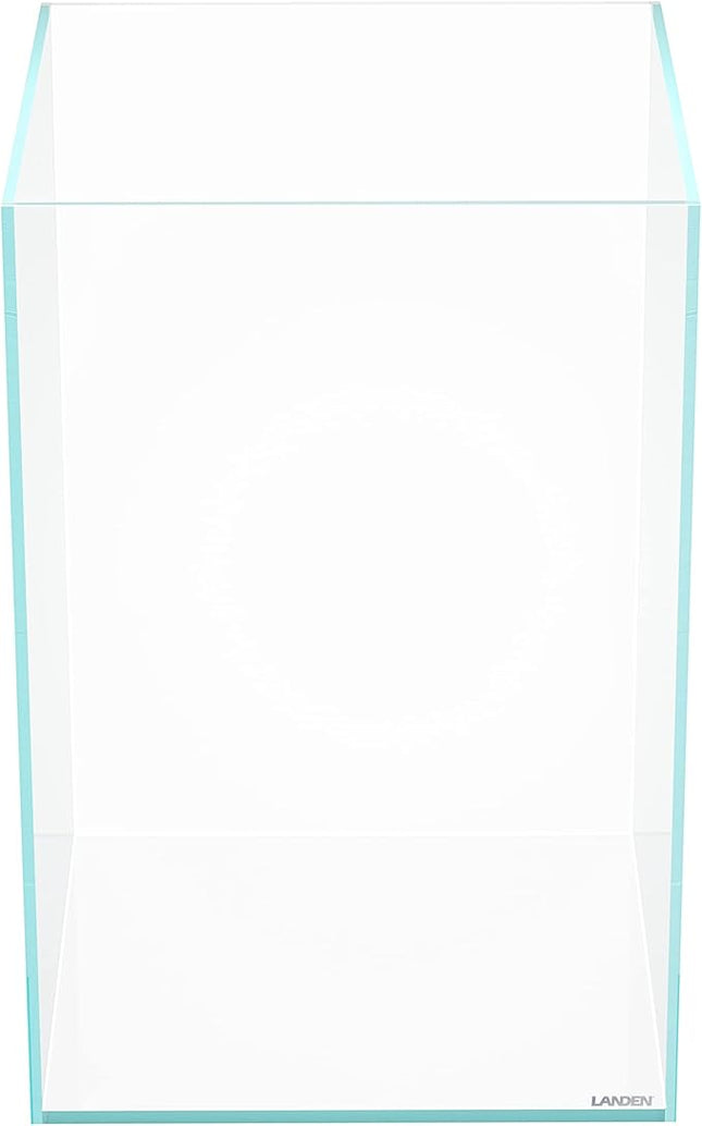 LANDEN Tall Tank, Rimless Low Iron Tank 10GAL 11.8" L × 11.8" W × 17.7" H (30X30X45) cm Small Aquascape Fish Tank, Vertical Aquascape Tank, Black Leveling Mat Included