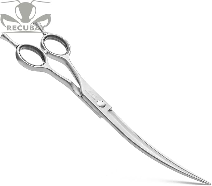 Left Handed Matte Deluxe Dog Grooming Scissors Great Grooming Shears for All Breeds,Design For Professional Groomer. (7.5" Curved Lefty)
