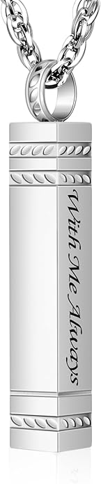 abooxiu Urn Necklace for Ashes Memorial Cremation Jewelry for Ashes Stainless Steel Ashes Jewelry Cube Ashes Necklace Bar Urn Pendant for Women Men