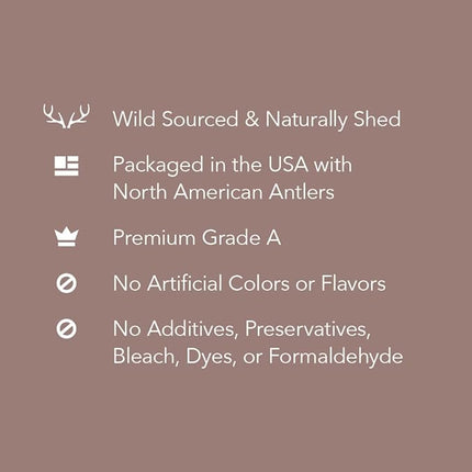 Amazon Brand - Wag Deer Antler Chew for Dogs, Naturally Shed, Whole, Medium 6-7.5 inches, Best for Dogs 15-30 lbs, 1.80 Ounce (Pack of 4)