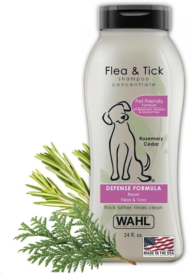 Wahl USA Flea & Tick Repelling Dog Shampoo – Defense Formula with Rosemary & Cedar Scent – 24 Oz - 820007T