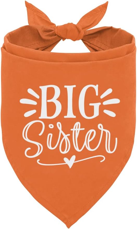 Big Sister Dog Bandana, Big Sister Bandana for Dog, Dog Pregnancy Announcement, Orange Dog Bandana, Big Sister Dog Shirt, Dog Bandana Pet Scarf, Dog Bandana for Small Medium Large Dogs (D28)