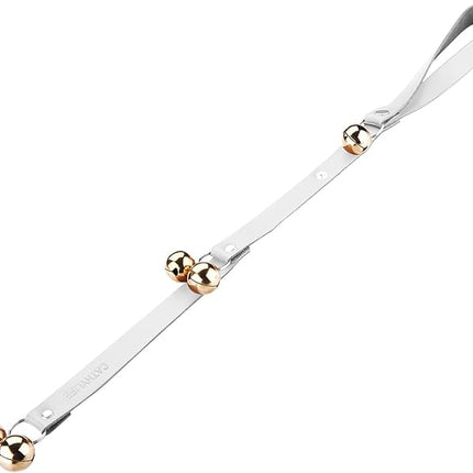 Leather Dog Doorbells for Door Knob/Potty Training/Go Outside, Length Adjustment Copper Dog Bell, Housetraining Hanging Bell, White Leather Golden Bells.