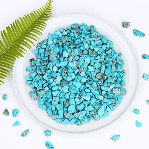 YATOJUZI Turquoise 1LB Aquarium Gravel Rocks Bulk Wholesale Tumbled Crystals Stones Chips Crushed Reiki Energy Balancing Gemstones for Planters Vase Filler Fountain Fish Tank Potted Decor