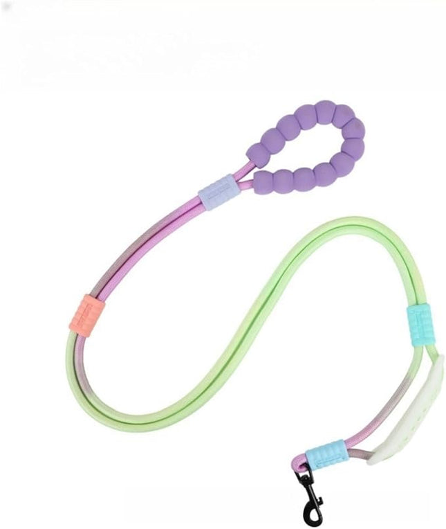 Hands Free Dog Leash Dual Handle, Wearable Leashes for Dog, Padded Waist Belts and Rotating Metal Clip,for Small Medium Large Dogs (18+ lbs) Walking Training Running (Purple Green, 4.5 FT)