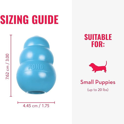 KONG Puppy - Natural Teething Rubber Chew Toy for Dogs - Stuffable Dog Toy for Extended Playtime - Chew & Fetch Toy for Puppies - for Small Puppies - Blue