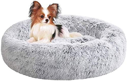 SAVFOX Calming Dog Bed, Anti Anxiety Dog Bed, Plush Donut Dog Bed for Small Dogs, Medium, Large & X-Large, Soft Fuzzy Comfy Dog Bed in Faux Fur, Cuddler Pet Bed, Washable, Multiple Sizes S-XL