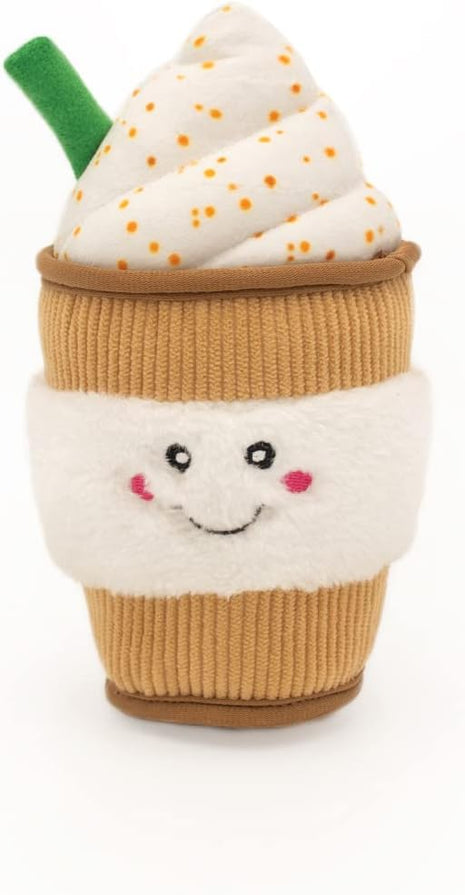 ZippyPaws NomNomz - Dog Squeaky Toys to Keep Them Busy, Funny Food Plush for Small, Medium, & Large Dogs, Cute Stuffed Puppy Toy, Pet Products, Gift for Dogs of All Breeds, Soft & Cuddly - Puppuccino