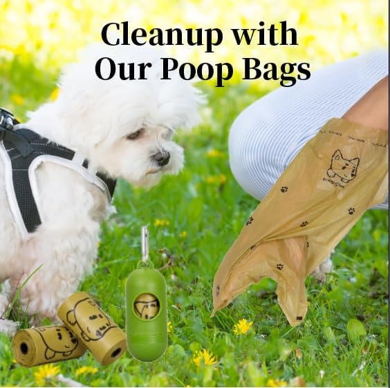 420 Counts Dog Poop Bags Rolls with Dispenser & Leash Clip, Scented Poop Bags for Dogs Waste, Extra Thick & Leak Proof for Poop Doggie Puppy Pet Waste, 9" x 13", Dark Khaki