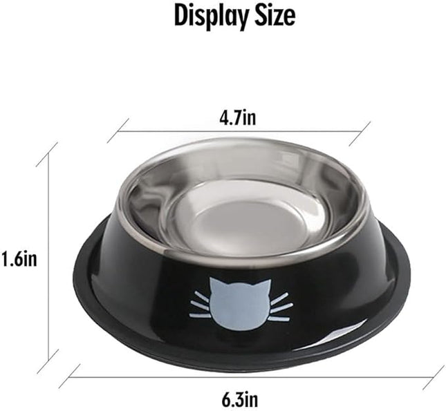 Cat Bowls for Food and Water,4PCS Rapsrk Non-Slip Stainless Steel Small Food Bowls 8 Oz Pet Bowl with Removable Rubber Base Dog Bowl,Stackable Cat Puppy Dishes Bowls with Cute Cats Painted